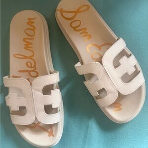 Sam Edelman White Cutout Slide Sandals